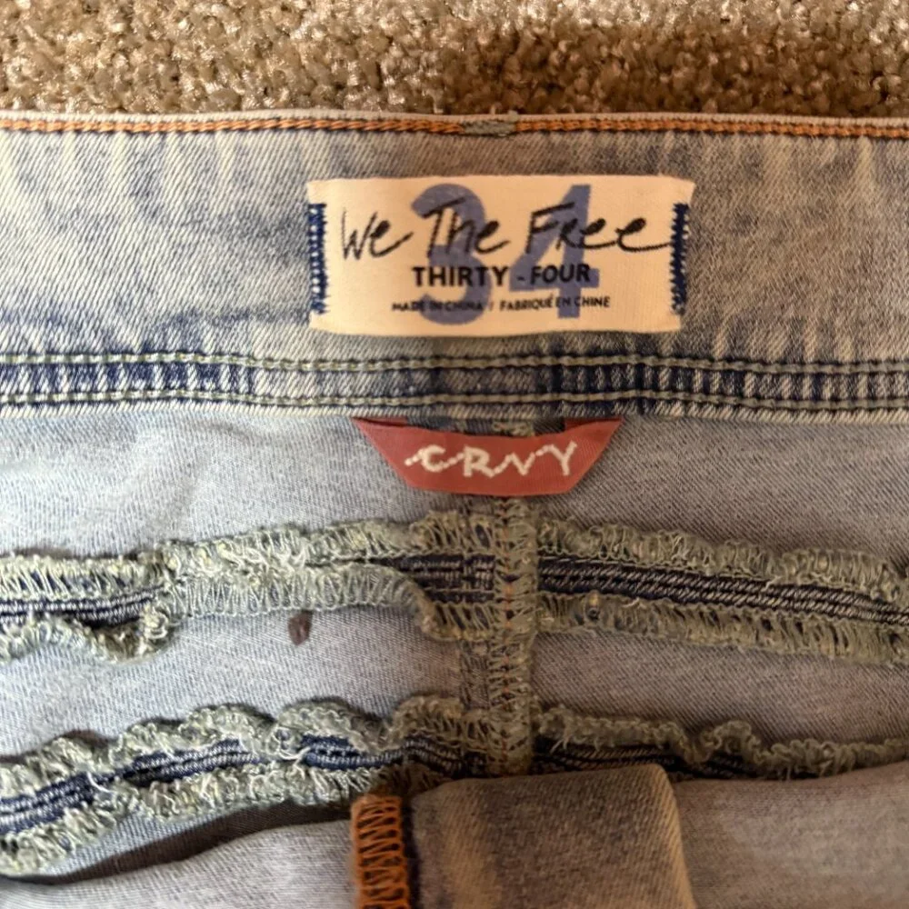 We The Free Crvy Flared Leg Jeans Womens 34 Light Blue Cotton Stretch Frayed Hem - Picture 4 of 16